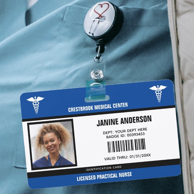 Blue & Black Medical Employee Doctor LPN Nurse ID Badge (Blue & Black Medical Employee Doctor LPN Nurse ID Badge)