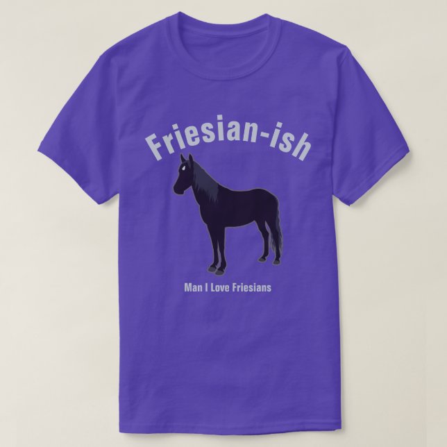 Blue Black Minimal Friesian Horse Silhouette T-Shirt (Design Front)