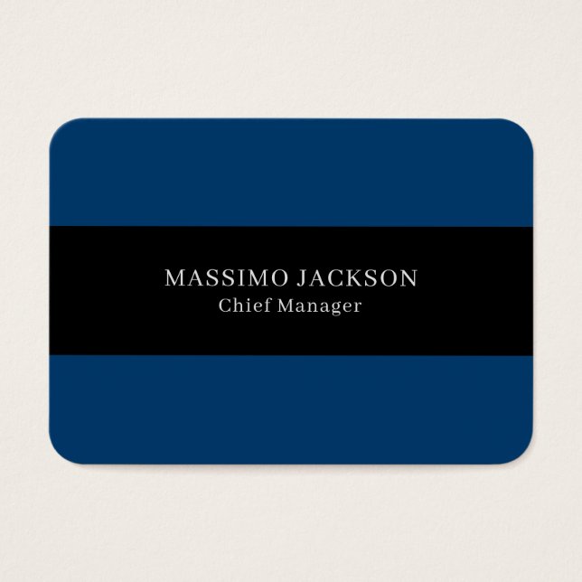 Blue Black Minimalist Professional Profile Card (Front)