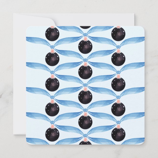 Blue black Modern Winter Holiday Greeting Thank You Card (Front)