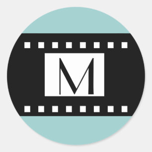 Blue Black Monogram Initial Wedding Label