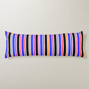 Blue Black Multi-coloured Colours Stripes Body Pillow