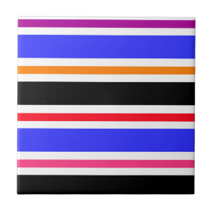 Blue Black Multi-coloured Colours Stripes Tile