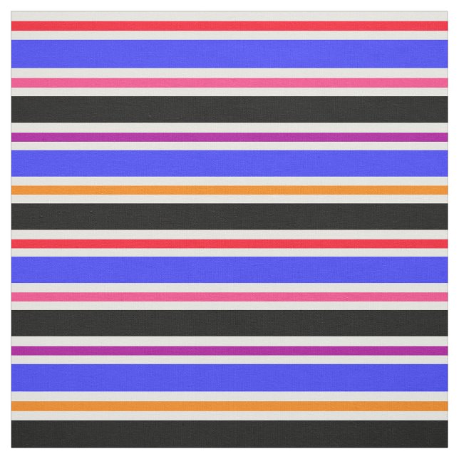 Blue Black Multi-coloured Stripes Pattern Textile Fabric (Swatch)