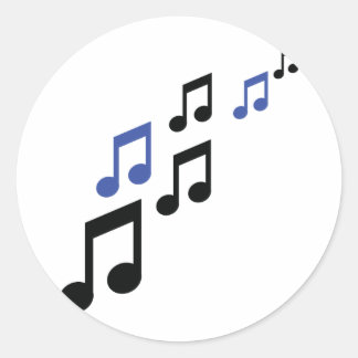 blue black music notes classic round sticker