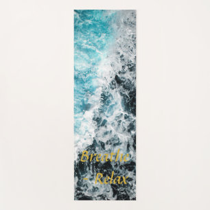 Blue Black Ocean Waves Hawaii Customizable Yoga Mat