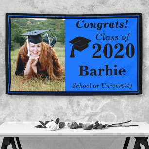 Blue Black One Photo Class of 2024 Graduation Banner