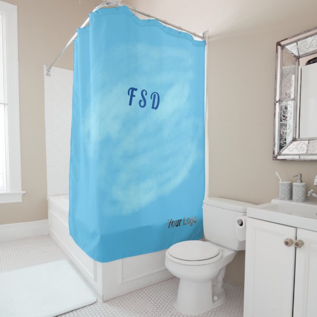 Blue Black paint effect acrylic art Shower Curtain (In Situ)
