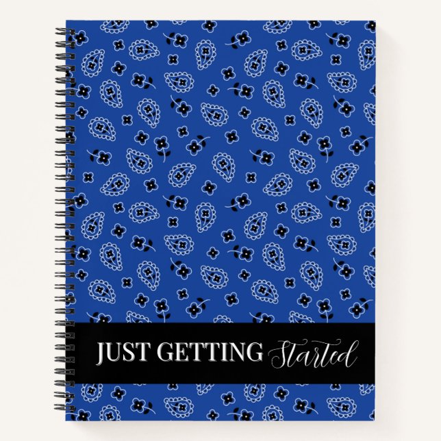 Blue & Black Paisley Spiral Notebook (Front)