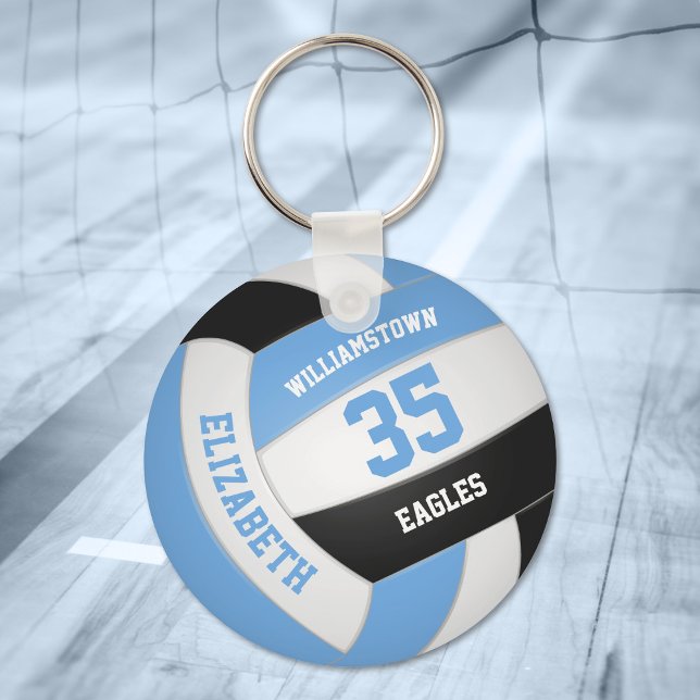 blue black personalized team name volleyball keychain (Creator Uploaded)