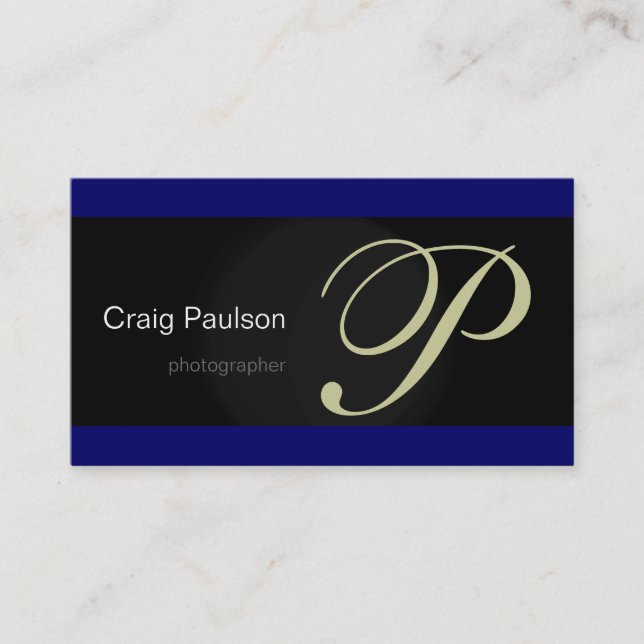 Blue Black Photography Business Card (Front)