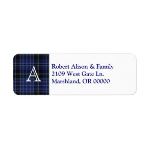 Blue & Black Plaid Accent Custom Address Label