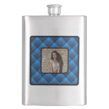 Blue Black Plaid Photo Stainless Steel Flask