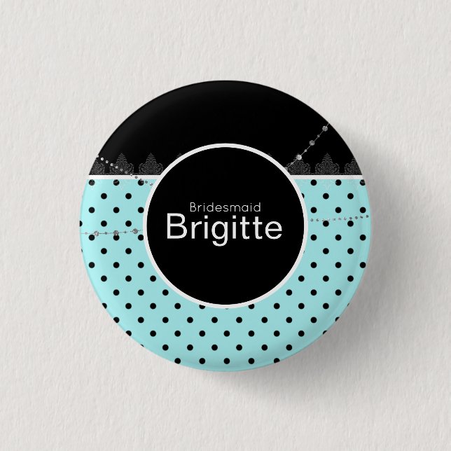 Blue & black polka dot button (Front)
