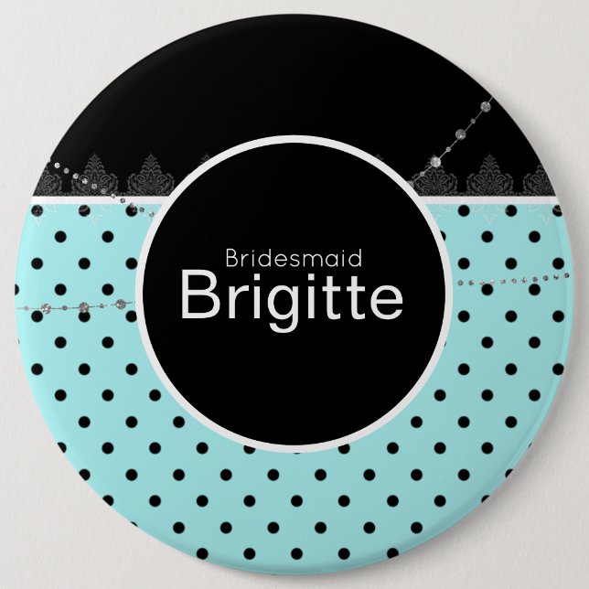 Blue & black polka dot button (Front)