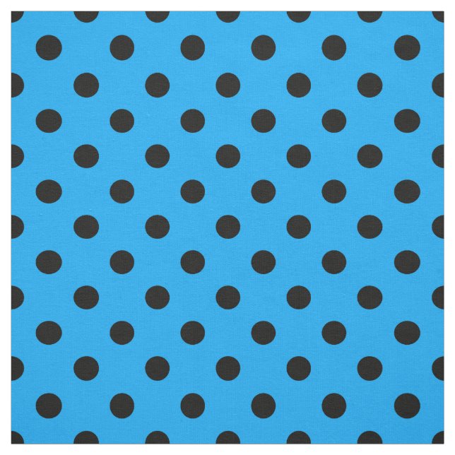 Blue Black Polka Dots Textile Fabric (Swatch)