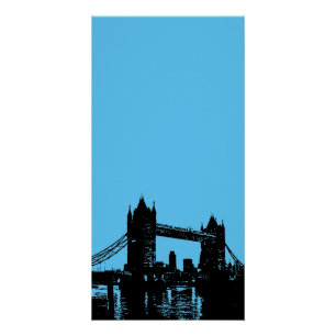 Blue Black Pop Art London Tower Bridge Poster