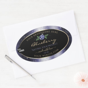 Blue Black Product Labels Sparkling Glitter Logo