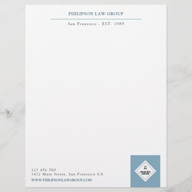 Blue & Black Professional Add Your Logo Letterhead (Front)