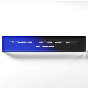 Blue Black Professional Modern Desk Nameplate
