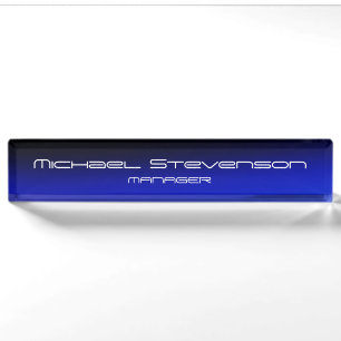Blue Black Professional Modern Desk Nameplate