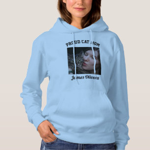 Blue Black Proud Cat Mom Custom Family Pet Photo Hoodie