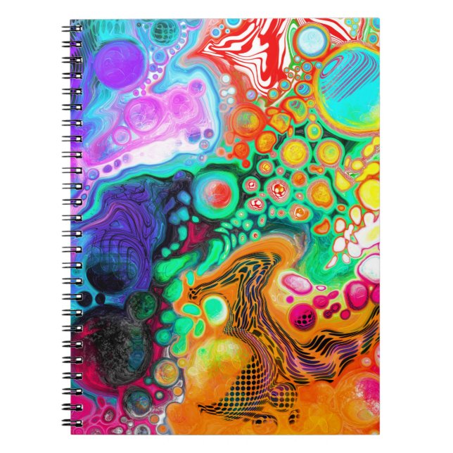 Blue, Black, Purple, Yellow colourful   Notebook (Front)