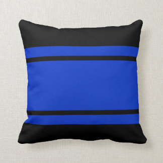 Blue Black Race Stripes Add Text Throw Pillow