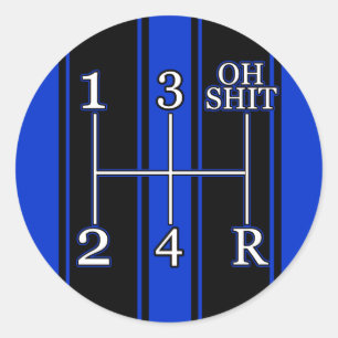 Blue Black Race Stripes Shift Knob Sticker