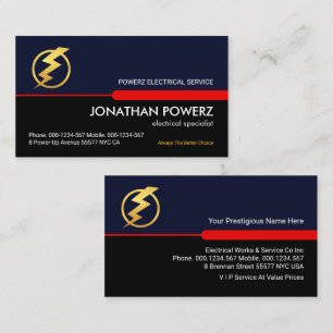Blue Black Red Line Power Electrical Business Card
