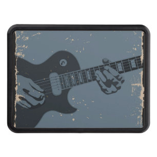 Blue & Black Rustic Guitar Player Trailer Hitch Cover