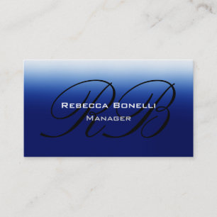 Blue Black Script Monogram Manager Business Card