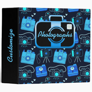 Blue & Black Shutter Bug Retro Cameras Binder