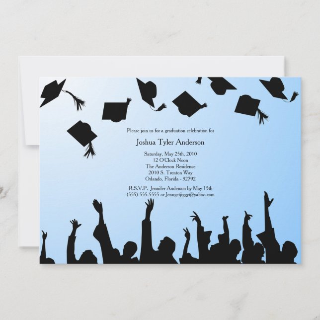 Blue Black Silhouette Graduation Party Invitation (Front)