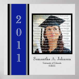 Blue, Black & Silver School Graduation Framed Art Poster