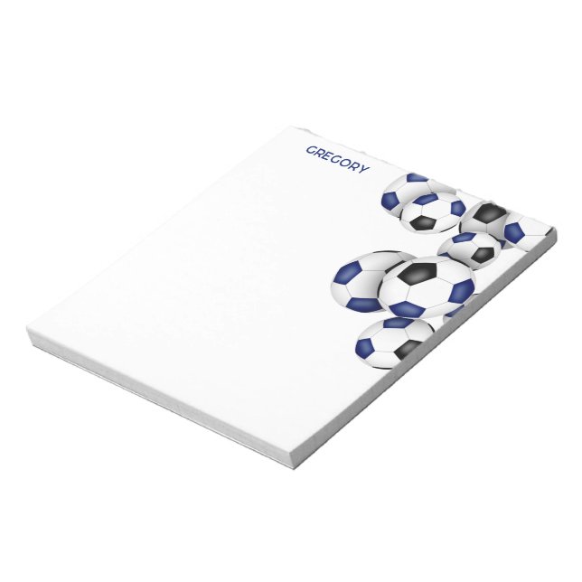 blue black soccer balls accent custom name notepad (Rotated)