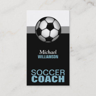 Blue & Black Soccer Coach Business Cards