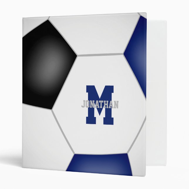 blue black soccer team colours kids binder (Front/Inside)