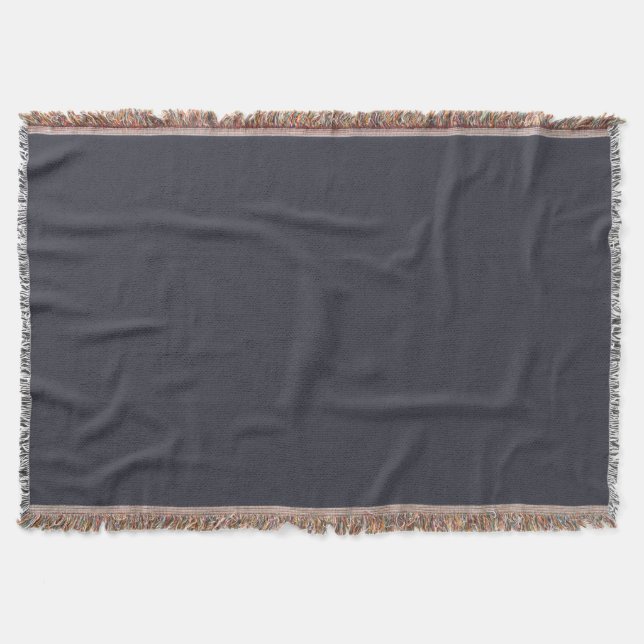 Blue Black Solid Colour Print, Polar Night Throw Blanket (Front)
