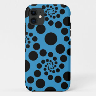 Blue & Black Spiral Dots - Personalize Your Own iPhone 11 Case