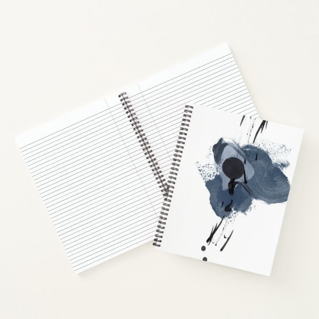 Blue & Black Splash II | Blue Black Paint Splash Notebook (Inside)