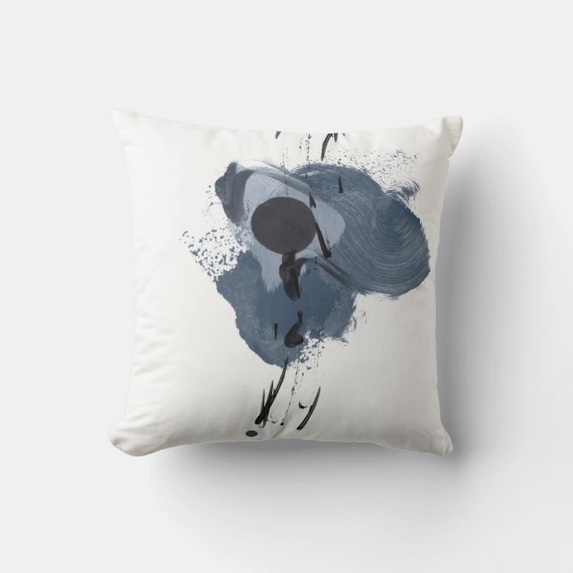 Blue & Black Splash II | Blue Black Paint Splash Throw Pillow (Front)