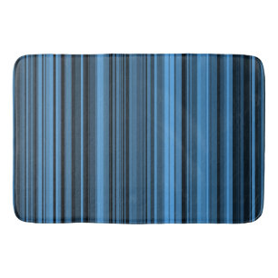 Blue Black Stripes Bath Mat