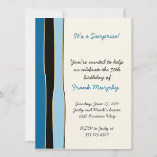 Blue Black Stripes Birthday Invitation