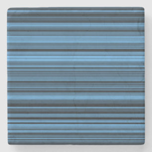 Blue Black Stripes Stone Coaster