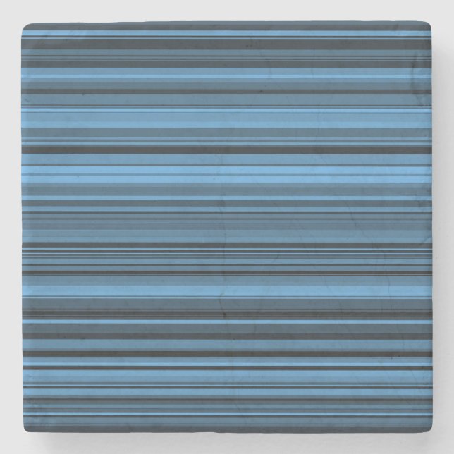 Blue Black Stripes Stone Coaster (Front)
