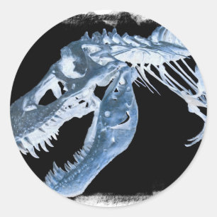 Blue & Black T-Rex X-Ray Bones Photo Classic Round Sticker