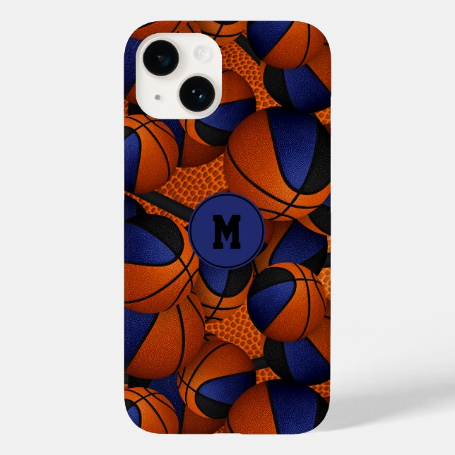 Blue black team colours basketball sports pattern Case-Mate iPhone case (Back)