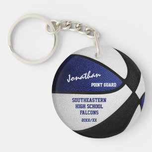 blue black team colours keepsake basketball keychain