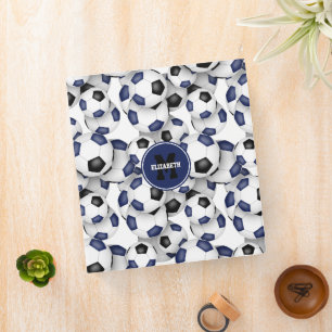 blue black team colours soccer balls pattern binder